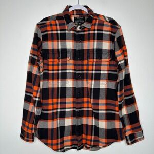 CC Filson Vintage Flannel Work Shirt Mens Size M Plaid Cotton Flame Black Blue